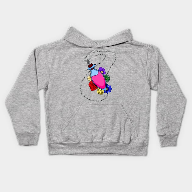 Love Potion on Flowers Kids Hoodie by thatpunkguy